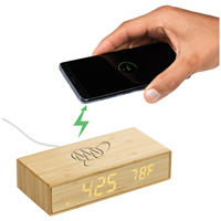 A5588 - Bamboo Wireless Charging Desk Clock